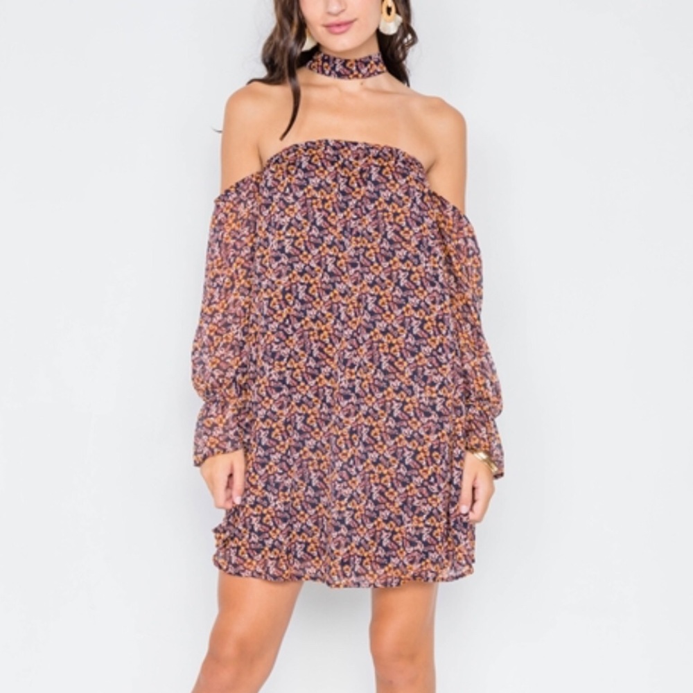 Floral print sheer mini dress